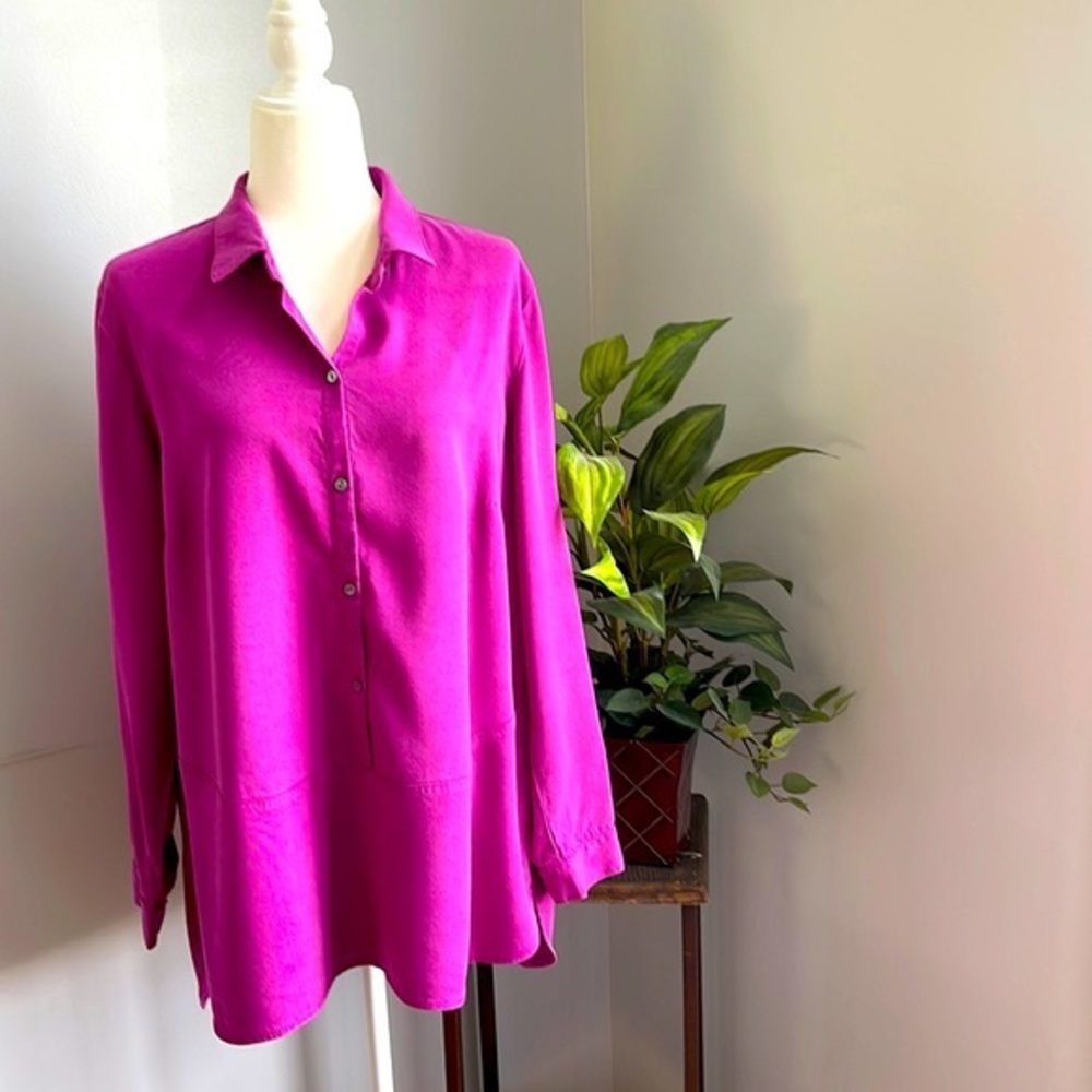 J. Jill Lyocell Popover Tunic Large EUC Pink
